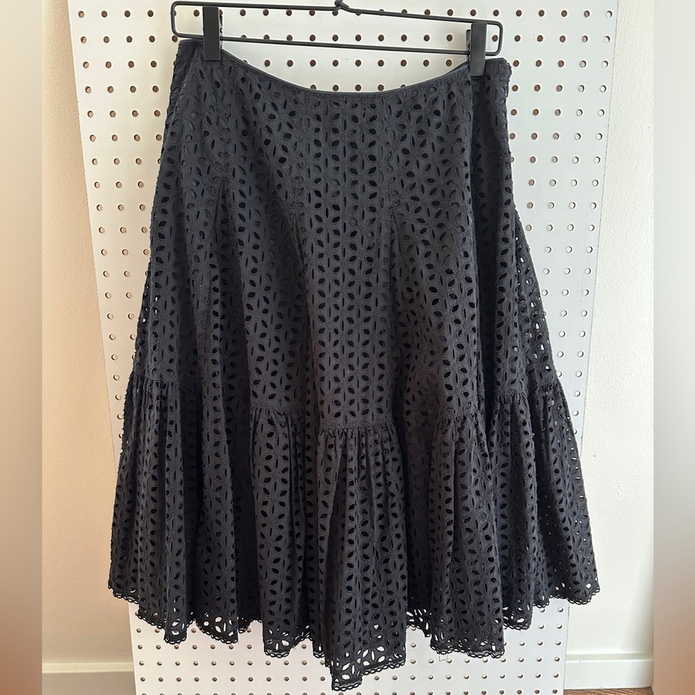 Anna Sui Black Eyelet Skirt Size 8